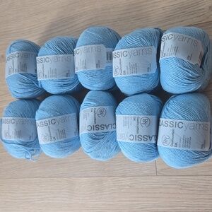 Blue Cotton Angora Cashmere Blend DK Yarn Bundle